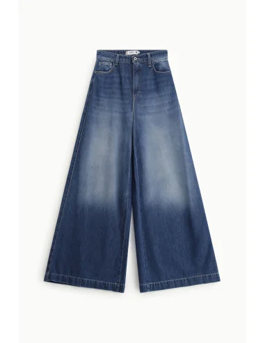 Jeans A Gamba Ampia Vita Alta Effetto Sfumato Please