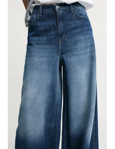 Jeans taille haute à jambe large Effet ombré SVP