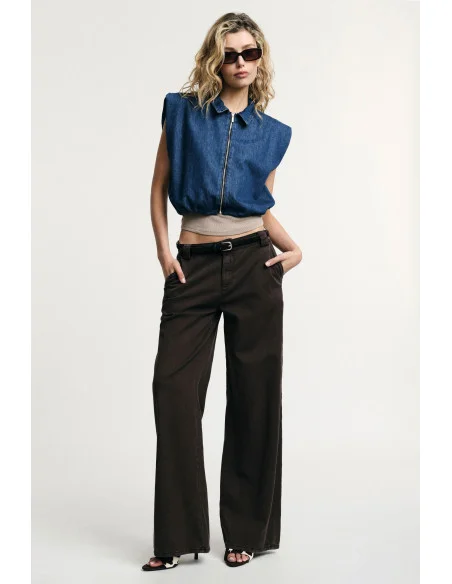 Pantaloni Palazzo A Vita Bassa Con Gamba Ampia Please