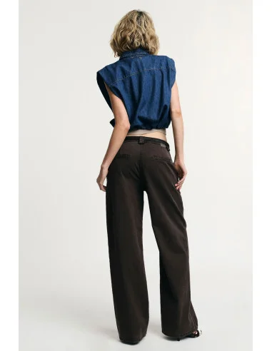 Pantalon taille basse Palace avec jambe large Please