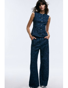 High Waisted Floral Print Wide Leg Jeans Please