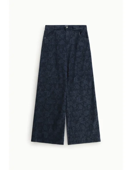 High Waisted Floral Print Wide Leg Jeans Please