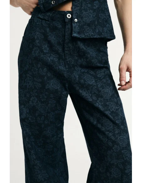 Jeans taille haute à imprimé floral et jambe large Please