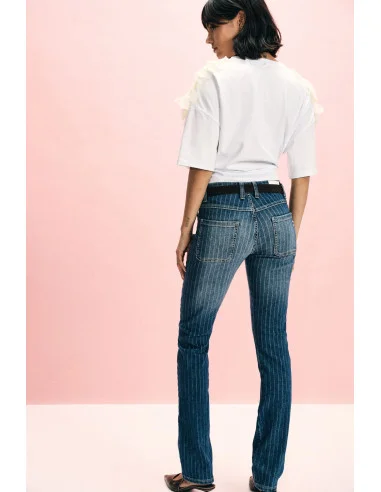 Jeans Straight-Leg A Righe Con Vita Media Please