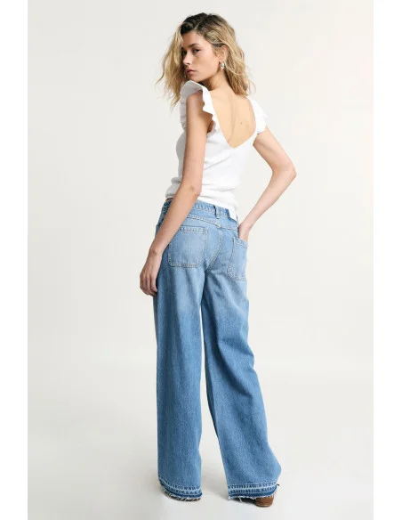Jeans A Gamba Ampia Con Fondo Sfrangiato Please