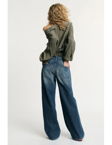 Jeans A Gamba Ampia Con Dettagli Effetto Vissuto Please