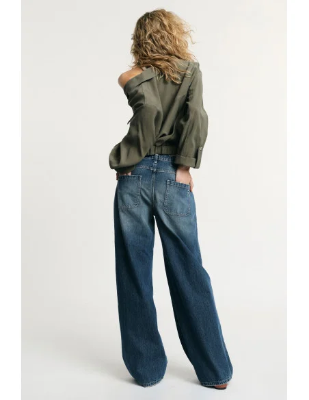 Jeans A Gamba Ampia Con Dettagli Effetto Vissuto Please