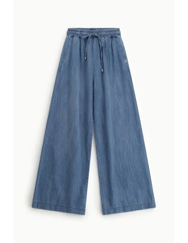 Jeans A Gamba Ampia Con Vita Alta Elasticizzata Please