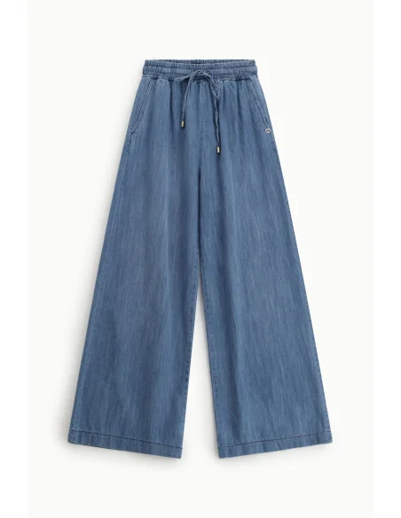 Jeans A Gamba Ampia Con Vita Alta Elasticizzata Please