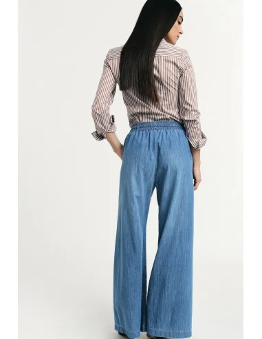 Jeans A Gamba Ampia Con Vita Alta Elasticizzata Please