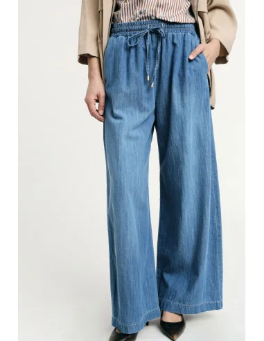 Jeans A Gamba Ampia Con Vita Alta Elasticizzata Please