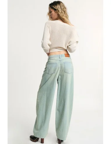 Jeans A Gamba Ampia Vita Alta Effetto Washed Please