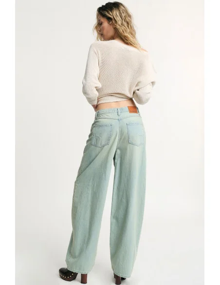 Jeans A Gamba Ampia Vita Alta Effetto Washed Please
