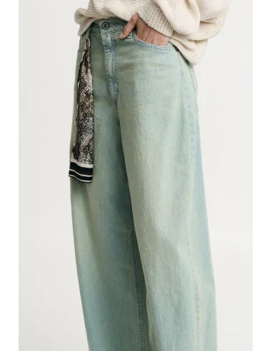 Washed Effect High Waist Wide Leg Jeans Please