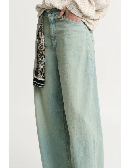 Jeans A Gamba Ampia Vita Alta Effetto Washed Please