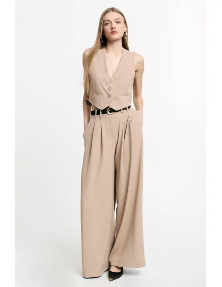 Pantaloni Palazzo A Vita Alta Con Pinces Please
