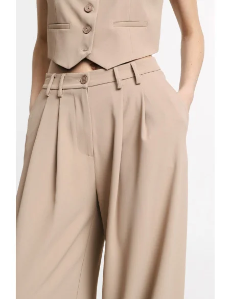 Pantaloni Palazzo A Vita Alta Con Pinces Please