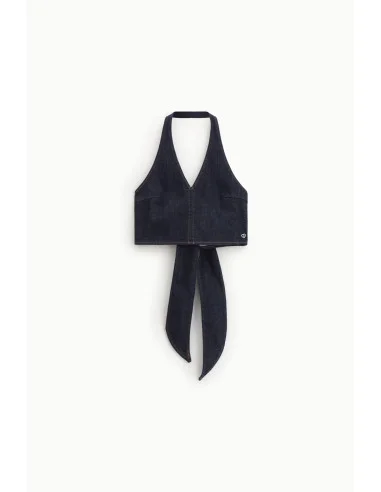 Cropped Top With V-Neck And Back Knot Please (Top court avec col en V et nœud au dos)