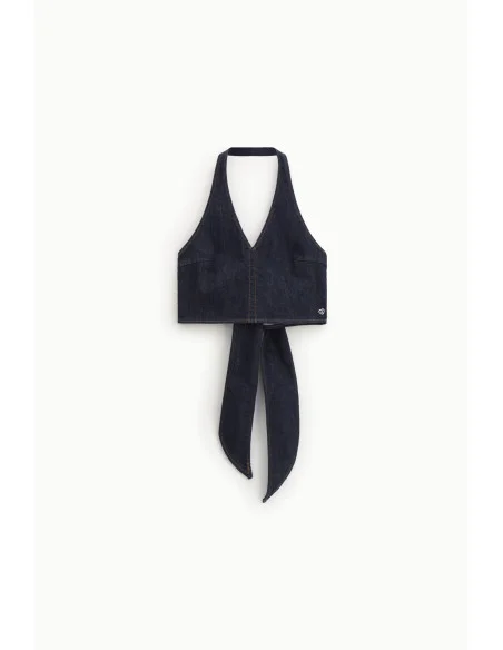 Cropped Top With V-Neck And Back Knot Please (Top court avec col en V et nœud au dos)