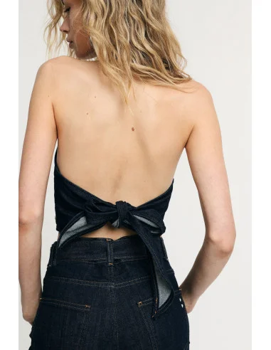 Cropped Top With V-Neck And Back Knot Please (Top court avec col en V et nœud au dos)