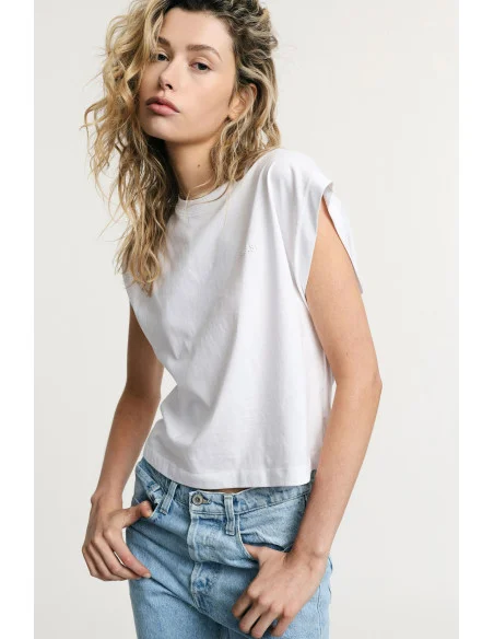 Top Cropped Senza Maniche Con Scollo Tondo Please