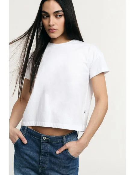 Cropped Regular-Fit Crew Neck T-Shirt Please