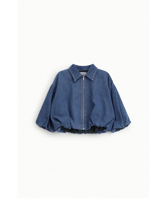 Denim Jacket Short With Zip And Sleeves Balloon Please
