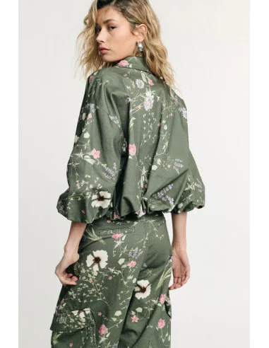 Short Bomber Jacket With Zip And Floral Print Please