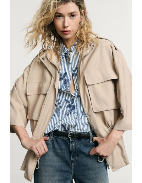 Parka Corta Tasche Frontali Maniche Ampie Please