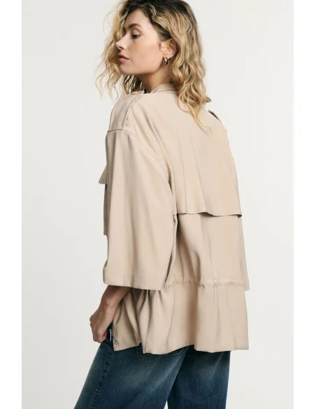 Parka Corta Tasche Frontali Maniche Ampie Please