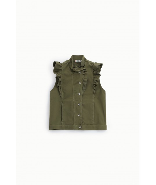 Gilet sans manches à volants sur le devant Please