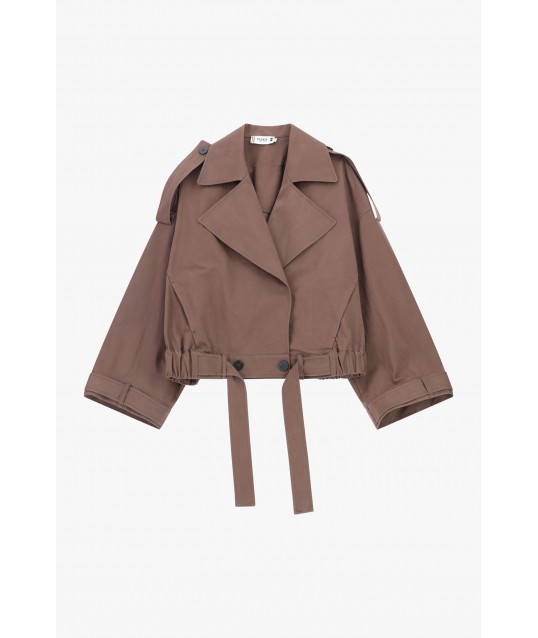 Short Double Breasted Parka With Belt Please