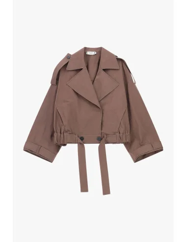 Short Double Breasted Parka With Belt Please