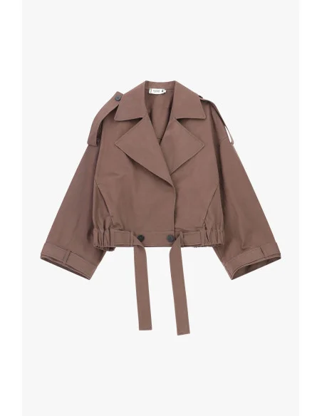 Parka courte à double boutonnage avec ceinture Please