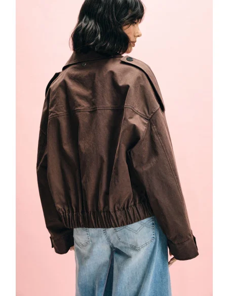 Parka Corta Doppio Petto Con Cintura Please