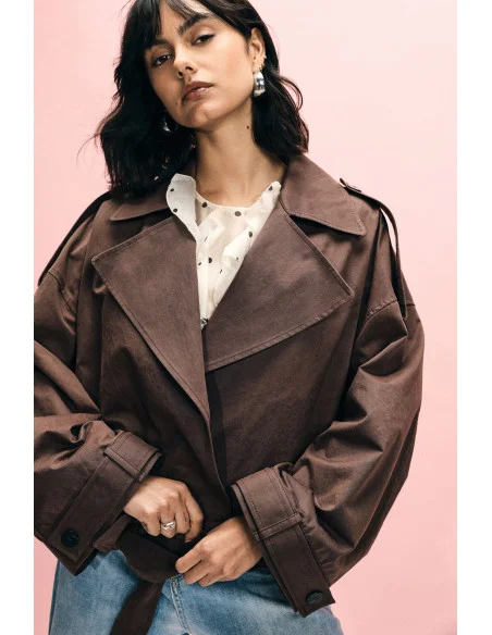 Parka Corta Doppio Petto Con Cintura Please