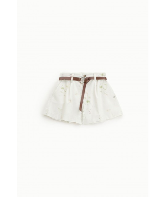 Regular-Fit Shorts With Belt And Delicate Print Please