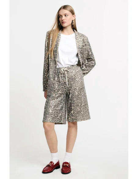 Bermuda Shorts Stampa Animalier Con Coulisse Please