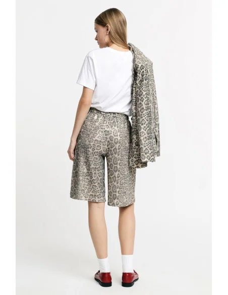 Bermuda Shorts with Animal Print and Drawstring Please
