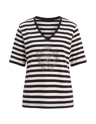 Liu Jo Jersey With Stripes And Rhinestones