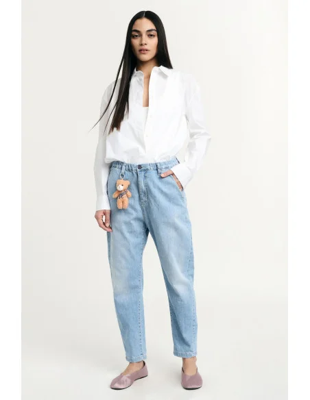 Jeans Baloon Fit Con Portachiavi Orsetto Please