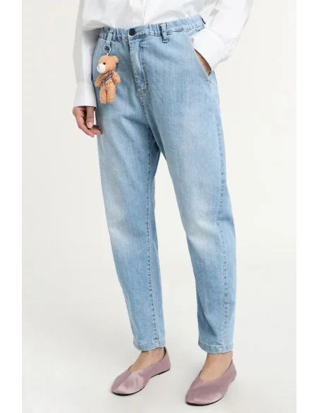Jeans Baloon Fit Con Portachiavi Orsetto Please
