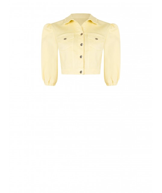 Crop Stretch Jeans Jacket With Pockets Rinascimento