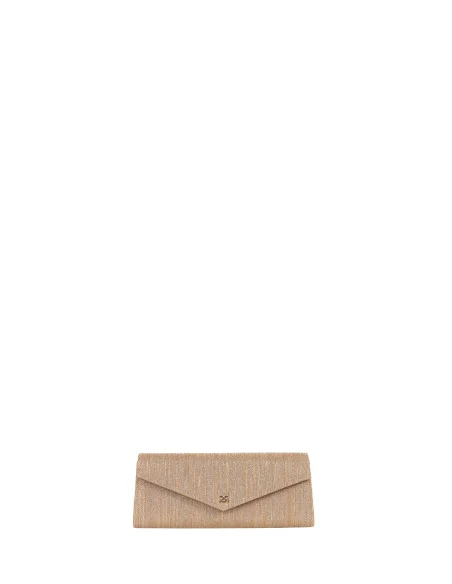 Rigid Lamé Glitter-Effect Clutch with Internal Chain Strap Rinascimento