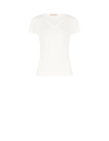 T-shirt ajusté en mélange de viscose avec encolure en V froncée Rinascimento