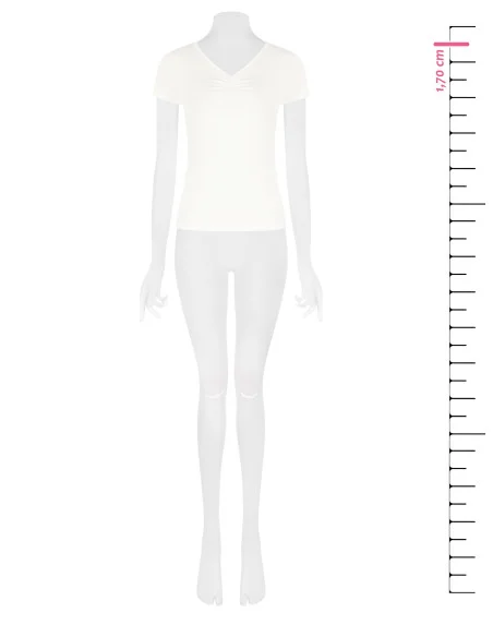 T-shirt ajusté en mélange de viscose avec encolure en V froncée Rinascimento