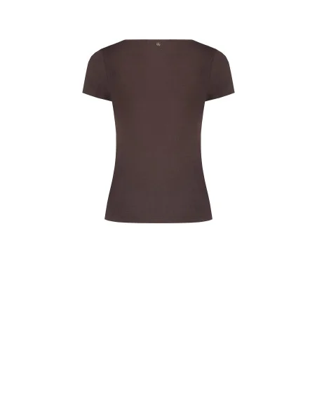 T-Shirt Aderente In Misto Viscosa Con Scollo A V Arricciato Rinascimento