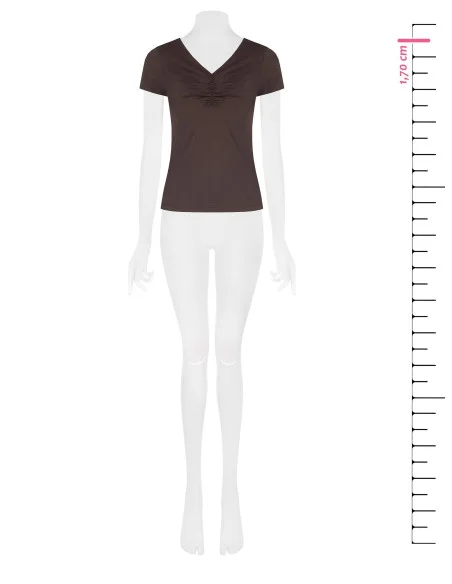 Fitted Viscose-Blend T-Shirt with Ruched V-Neck Rinascimento