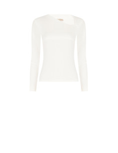 Slim Fit Cotton Blend Top With Asymmetrical Neckline Rinascimento 2