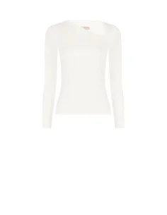 Slim Fit Cotton Blend Top With Asymmetrical Neckline Rinascimento 2